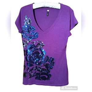 Alaniz size medium purple sequence T-shirt
